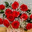 12 Long Stem Red Roses & Gypsophila Hand Tied Bouquet Alternative Image