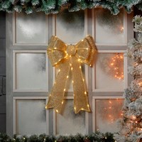 Festive 40 x 60cm Battery Operated Christmas Bow Gold (P036710)
