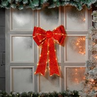 Festive 40 x 60cm Battery Operated Christmas Bow Red (P036711)