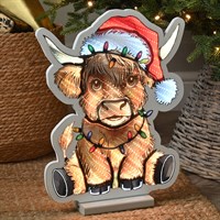Festive 40cm Infinity Light Up Christmas Highland Cow (P065972)