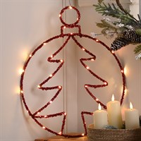 Festive 49cm Twinkling Red Tree Ball Light Up Christmas Decoration - Warm White LED (P057718)