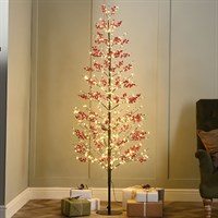 Festive 3ft (90cm) Red Berry LED Twig Christmas Tree (P060980)