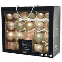 Kaemingk 42 Glass Christmas Tree Hanging Baubles - Pearl (9149256)