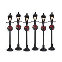 Lemax Gas Lantern Street Lamp Set of 6 Battery Operated Christmas Accessories (64499)
