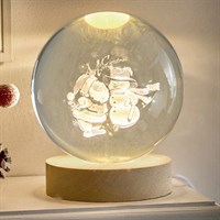 Premier 10cm 3D Santa & Snowman Light Up Christmas Etched Glass Ball (UB261157WW)
