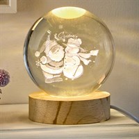 Premier 8cm 3D Santa & Snowman Light Up Christmas Etched Glass Ball (UB261155WW)