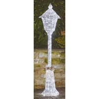 Three Kings 150cm Silver Glitter Twist Light Up Christmas Lamp Post Decoration (2506053)